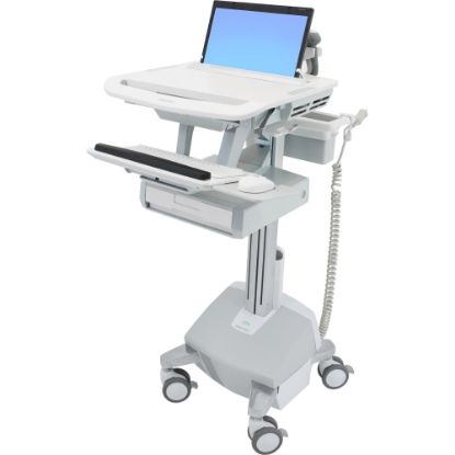 Picture of Ergotron StyleView Laptop Cart Desk Workstation 1 Drawer, 50-1/2inH x 17-1/2inW x 30-3/4inD, White/Gray