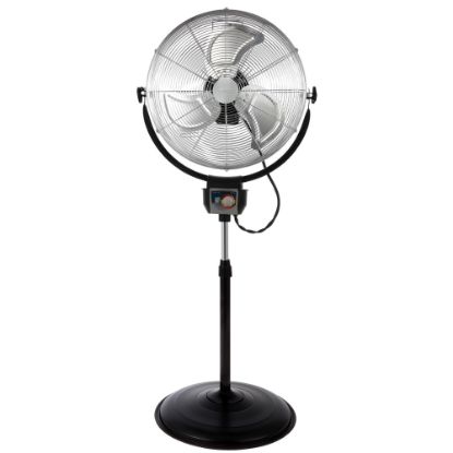 Picture of Optimus 20in Adjustable Industrial-Grade HV Oscillating Stand Fan With Chrome Grill, 30in x 24in, Black