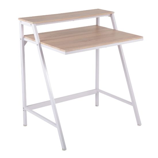 Picture of LumiSource 2-Tier 32inW Computer Desk, Natural/White