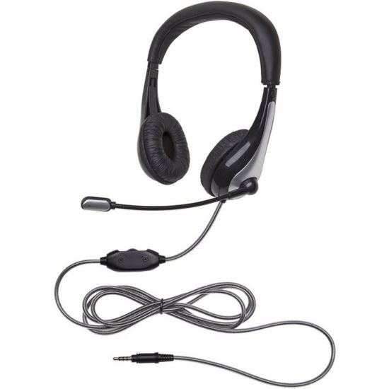 Picture of Califone 1025MT NeoTech Plus Headset, Mic, 3.5mm stereo plug with CaliTuff Braided Cord - Black