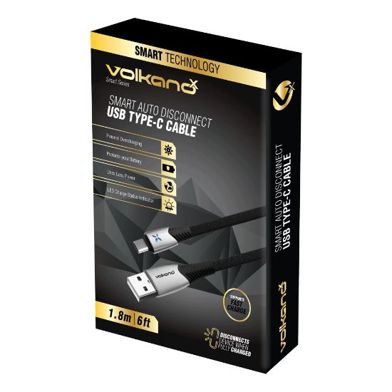 Picture of Volkano X Smart Series Auto Disconnect USB Type-C Cable, 6ft, Black, VK-20132-BK