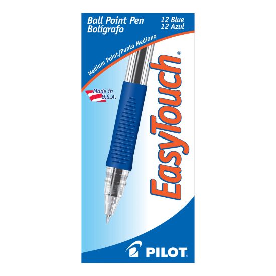 Picture of Pilot EasyTouch Ballpoint Pens, Medium Point, 1.0 mm, Blue Barrel, Blue Ink, Pack Of 12 Pens