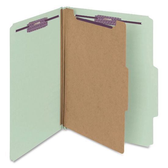 Picture of Smead Classification Folders, With SafeSHIELD Coated Fasteners, 2in Expansion, Letter Size, 60% Recycled, Gray/Green, Box Of 10