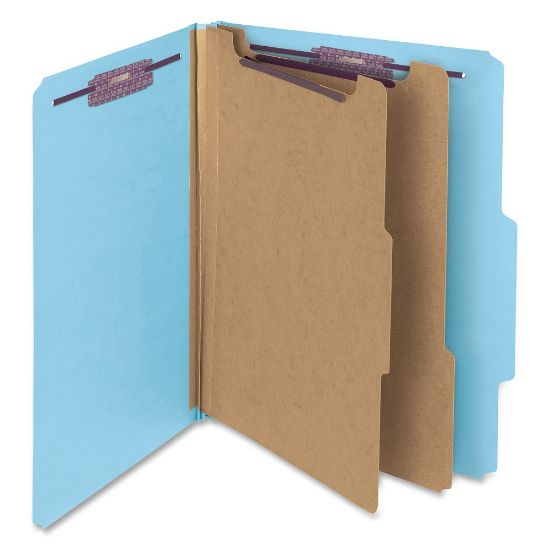 Picture of Smead Classification Folders, 2in Expansion, 2 Dividers, 8 1/2in x 11in, Letter, 50% Recycled, Blue, Box of 10