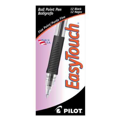 Picture of Pilot EasyTouch Ballpoint Pens, Fine Point, 0.7 mm, Clear Barrel, Black Ink, Pack Of 12 Pens