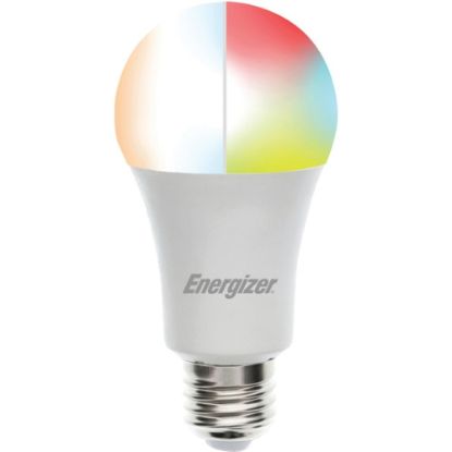 Picture of Energizer A19 Smart Multiwhite and Multicolor LED Bulb - 11.50 W - 60 W Incandescent Equivalent Wattage - 120 V AC - 800 lm - A19 Size - Multicolor, Multi White Light Color - E26 Base