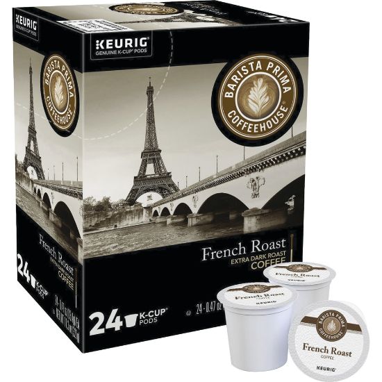 Picture of Barista Prima Coffeehouse Coffee K-Cups, Dark Roast, French Roast, 4 Cartons, 96 K-Cups