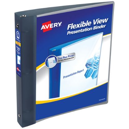 Picture of Avery Flexible View 3 Ring Binder, 1in Round Rings, Gray, 1 Binder