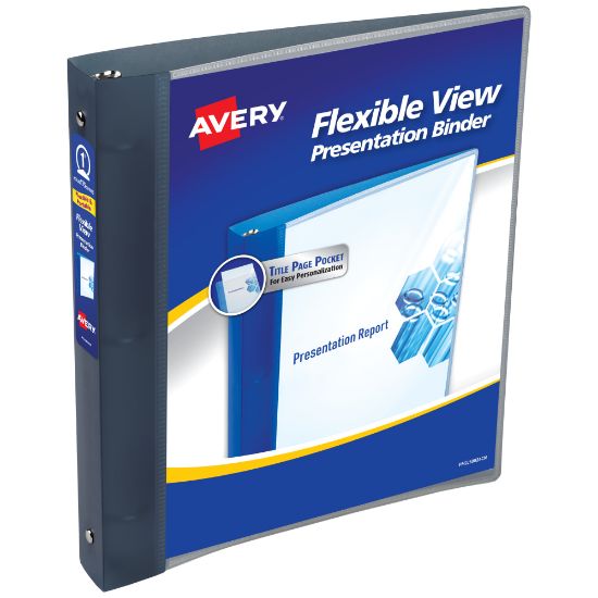 Picture of Avery Flexible View 3 Ring Binder, 1in Round Rings, Gray, 1 Binder