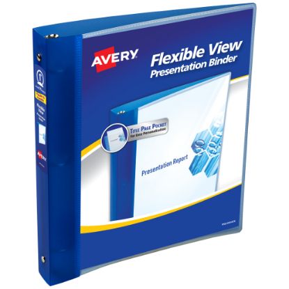 Picture of Avery Flexible View 3 Ring Binder, 1in Round Rings, Blue, 1 Binder