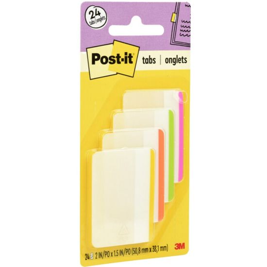 Picture of Post-it Notes Durable Filing Tabs, 2in, Assorted Colors, 6 Flags Per Pad, Pack Of 4 Pads