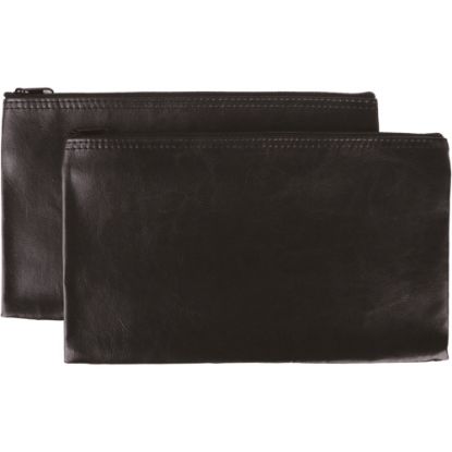 Picture of Business Source Carrying Case (Wallet) Money, Receipt, Office Supplies, Check - Black - Polyvinyl Chloride (PVC) Body - 6in Height x 11in Width - 2 Pack