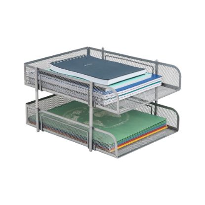 Picture of Mind Reader 2-Tier Metal Stackable Paper Tray, 7-1/2inH x 10-1/2inW x 13-1/4inD, Silver