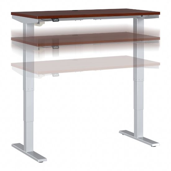 Picture of Move 40 Series by Bush Business Furniture Electric 48inW Height-Adjustable Standing Desk, 48in x 24in, Hansen Cherry/Cool Gray Metallic, Standard Delivery