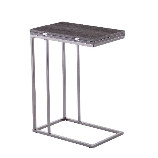 Picture of SEI Clarkdom Expandable C-Table, 25inH x 12inW x 18-1/4inD, Gray/Black