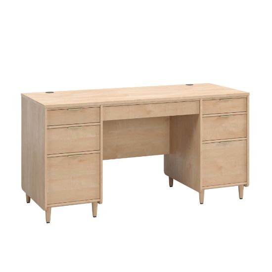 Picture of Sauder Clifford Place 59inW Double-Pedestal Executive Computer Desk, Natural Maple