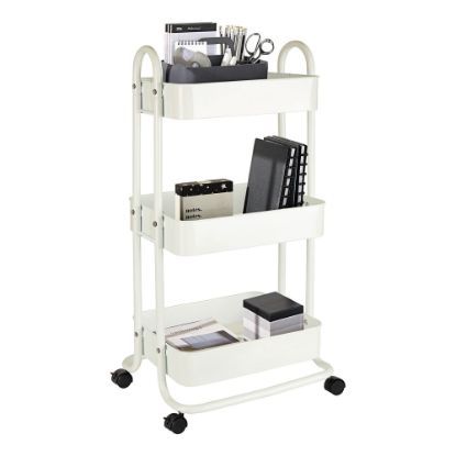 Picture of Realspace Mobile 3-Tier Storage Cart, 35-5/8inH x 17-15/16inW x 14-5/16inD, Off-White