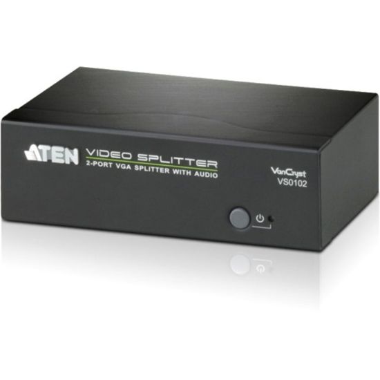 Picture of ATEN 2-Port VGA Splitter with Audio - 450 MHz to 450 MHz - Audio Line In - Audio Line Out - Serial Port - VGA In - VGA Out