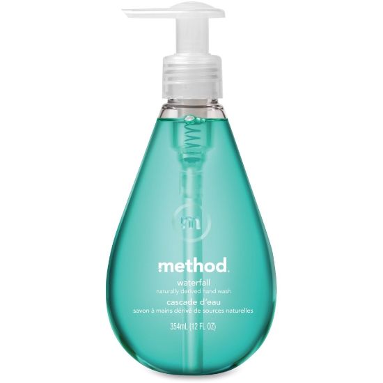 Picture of Method Waterfall Natural Gel Hand Wash - Waterfall Scent - 12 fl oz (354.9 mL) - Pump Bottle Dispenser - Hand - Aqua - Paraben-free, Phthalate-free, Triclosan-free, EDTA-free - 6 / Carton