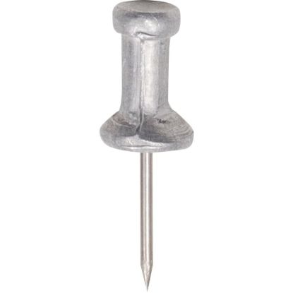 Picture of Gem Office Products Aluminum Pushpins - 0.5in Diameter - for Notice - 100 / Box - Aluminum - Plastic, Aluminum, Aluminum