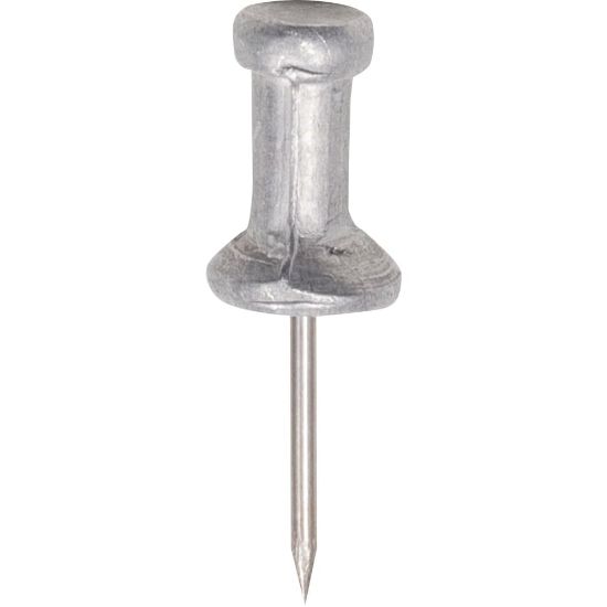 Picture of Gem Office Products Aluminum Pushpins - 0.5in Diameter - for Notice - 100 / Box - Aluminum - Plastic, Aluminum, Aluminum