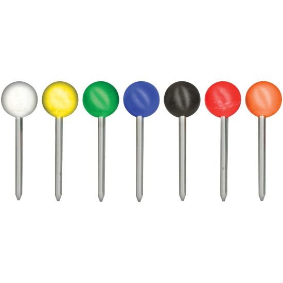 Picture of Gem Office Products Round Head Map Tacks - 0.18in Head - 0.4in Length - 100 / Box - Assorted