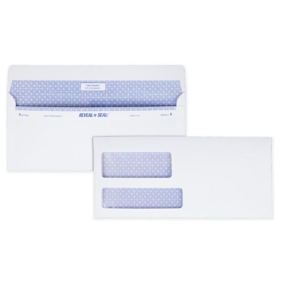 Picture of Quality Park #9 Reveal-N-Seal Business Security Double-Window Envelopes, Left Windows (Top/Bottom), Self Seal, White, Box Of 500