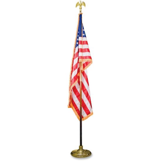 Picture of Advantus Goldtone Eagle Deluxe U.S. Flag Set - United States - 60in x 36in - Heavyweight - Nylon - Red, White, Blue