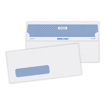 Picture of Quality Park #10 Reveal-N-Seal Business Security Window Envelopes, Bottom Left Window, Self-Sealing, White, Box Of 500