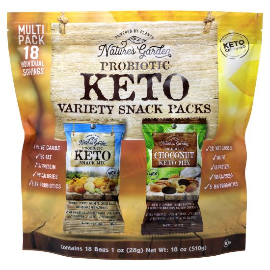 Picture of Natures Garden Keto Variety Snack Packs, 1 Oz, Pack Of 18 Bags