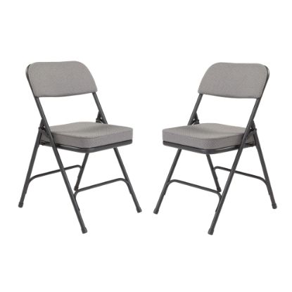 Picture of National Public Seating 3200 Series Deluxe Upholstered Folding Chairs, Charcoal Gray, Set Of 2 Chairs