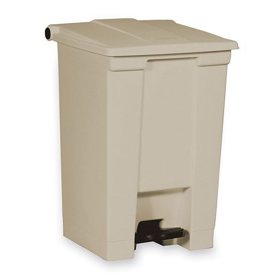 Picture of Rubbermaid Step-On Waste Container, 17 1/8in x 15 3/4inW x 16 3/4inD, 12-Gallon Capacity, Tan