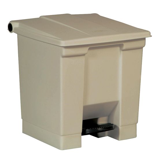 Picture of Rubbermaid Step-On Waste Container, 8 Gallons, 17in x 15 3/4in x 16 1/4in, Beige