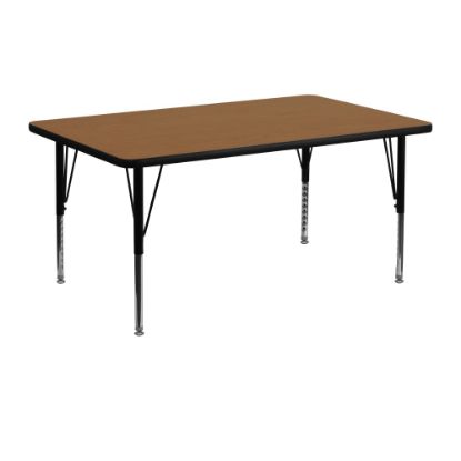 Picture of Flash Furniture 48ft"W Rectangular Thermal Laminate Activity Table With Short Height-Adjustable Legs, Oak