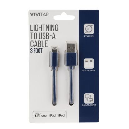 Picture of Vivitar Lightning To USB-A Cable, 3ft, Navy, NIL1003