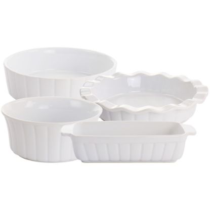 Picture of Gibson Elite Stoneware Gracious Dining 4-Piece Bakeware Set, White