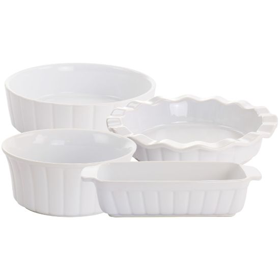 Picture of Gibson Elite Stoneware Gracious Dining 4-Piece Bakeware Set, White