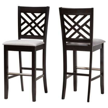 Picture of Baxton Studio Jason Bar Stools, Espresso Brown/Gray, Set Of 2 Stools