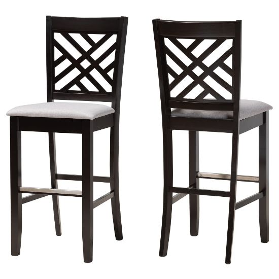 Picture of Baxton Studio Jason Bar Stools, Espresso Brown/Gray, Set Of 2 Stools