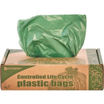 Picture of Stout Controlled Life Cycle Plastic Bags, 1.10-mil, 33 Gallons, 33in x 40in, Green, Box Of 40