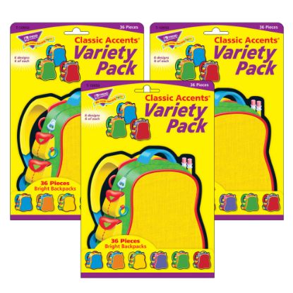 Picture of Trend Classic Accents, Bright Backpacks Variety Pack, 36 Pieces Per Pack, Set Of 3 Packs