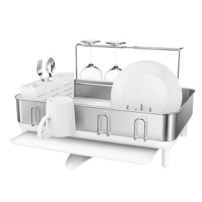 Picture of simplehuman Steel Frame Dish Rack, 11-1/2inH x 20-1/4inW x 22-5/16inD, White