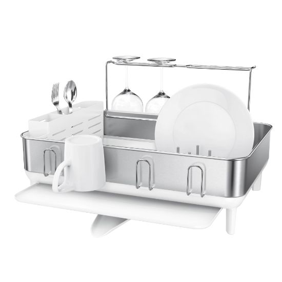 Picture of simplehuman Steel Frame Dish Rack, 11-1/2inH x 20-1/4inW x 22-5/16inD, White