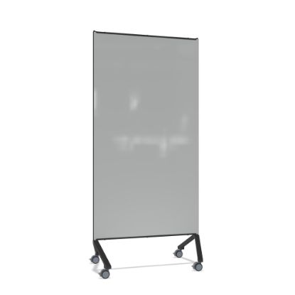 Picture of Ghent Pointe Magnetic Mobile Dry-Erase Glassboard, 76-1/2in x 36-3/16in, Gray, Black Metal Frame