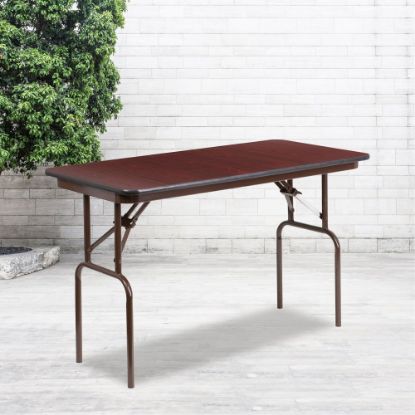 Picture of Flash Furniture Folding Banquet Table, 30inH x 24inW x 48inD, Mahogany/Brown