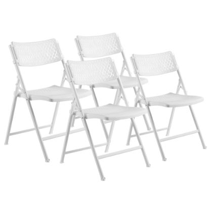 Picture of National Public Seating AirFlex Series Premium Polypropylene Folding Chairs, White, Pack Of 4 Chairs