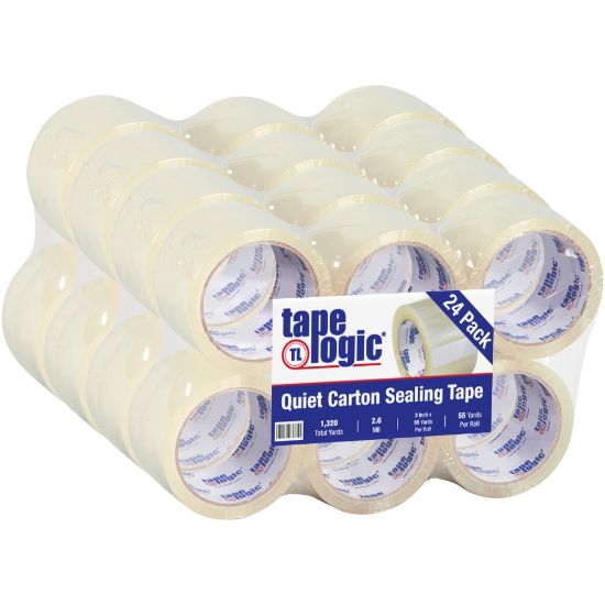 Picture of Tape Logic Quiet Carton-Sealing Tape, 3in Core, 2.6-Mil, 3in x 55 Yd., Clear, Pack Of 24