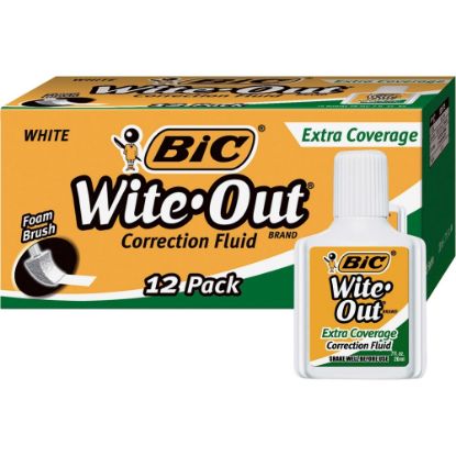 Picture of BIC Wite-Out Extra Coverage Correction Fluid, 20 mL Bottles, White, Pack Of 12