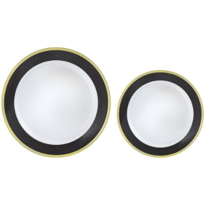 Picture of Amscan Round Hot-Stamped Plastic Bordered Plates, Jet Black, Pack Of 20 Plates