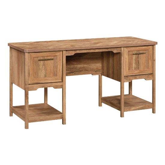 Picture of Sauder Coral Cape 59inW Double-Pedestal Computer Desk With File Drawer, Sindoori Mango